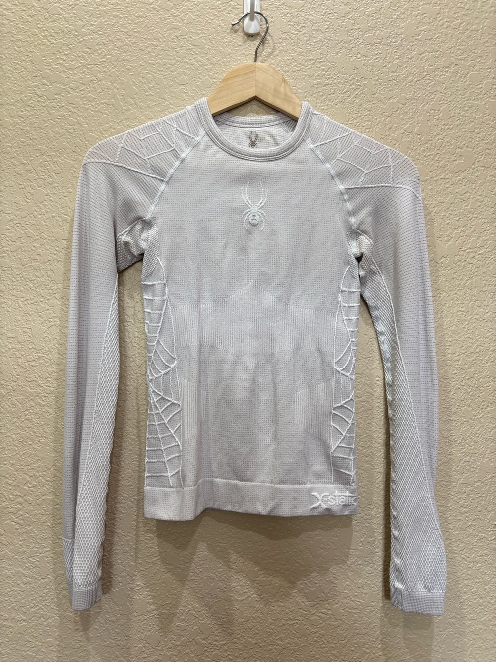 Spyder Seamless Baselayer Top White Gray Spiderweb Gorpcore Ski XS/S